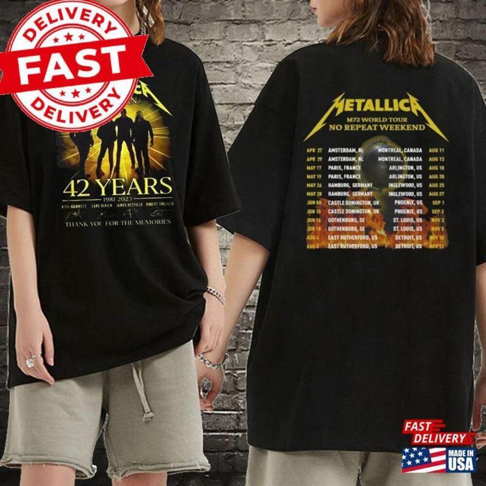 Metallica Band Thrash Metal Tour Shirt Retro T-shirt 2 Sided